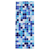 プールタイル、青モザイクタイル、幾何学的パターン ワインギフトバッグ (裏面)