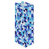 プールタイル、青モザイクタイル、幾何学的パターン ワインギフトバッグ (正面アングル)