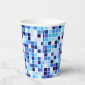 プールタイル、青モザイクタイル、幾何学的パターン 紙コップ (右)