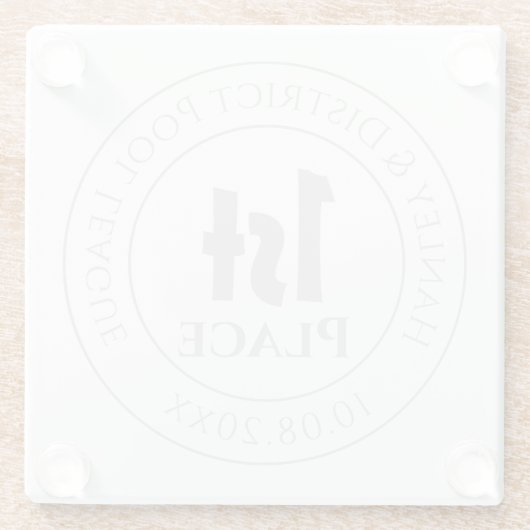 プールチームプールリーグ第1賞金賞受賞 ガラスコースター (裏面)