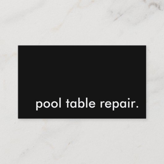 プールテーブルの修復。 名刺 (正面)