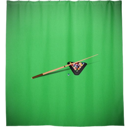 プールテーブルキュースティックとボール シャワーカーテン (正面)