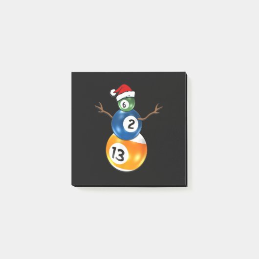 プールテーブルボール付きビリヤードクリスマス雪だるま ポストイット (正面)