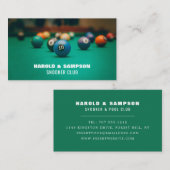 プールテーブル、プール&スヌーカープレーヤー/クラブ 名刺 (正面/裏面)