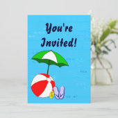 プールテーマのカスタムパーティー招待状 招待状 (スタンド正面)