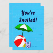 プールテーマのカスタムパーティー招待状 招待状 (正面/裏面)