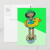 プールトイ付き女の子 ポストカード (正面/裏面)