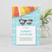 プールバースデーパモダンーテクールィー10代のティーSweet 16 招待状 (スタンド正面)