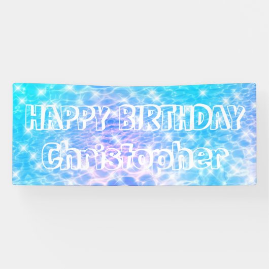 プールバースデーパーティスイミングプールウォーターの波紋 横断幕 (横)