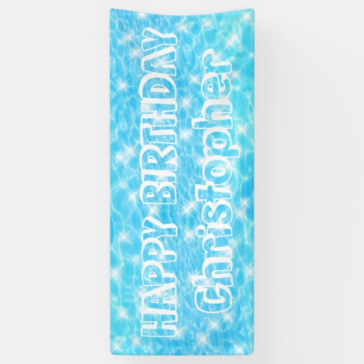 プールバースデーパーティスイミングプールウォーターの波紋 横断幕 (縦)