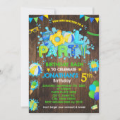 プールバースデーパーティラバーダックブルーグリーンウッド 招待状 (正面)