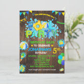 プールバースデーパーティラバーダックブルーグリーンウッド 招待状 (スタンド正面)