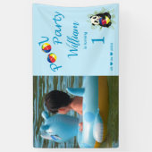 プールバースデーパーティーかわいいパンダ遊のボール 横断幕 (縦)