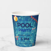 プールバースデーパーティーのウェルカムサイン 紙コップ (正面)