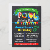 プールバースデーパーティーの夏の盛り上がり 招待状 (正面)