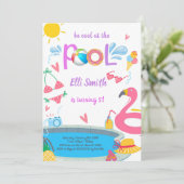 プールバースデーパーティーの招待 招待状 (スタンド正面)