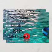 プールバースデーパーティーの招待 招待状 (正面/裏面)