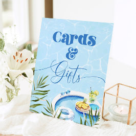 プールバースデーパーティーカードとギフト 台座サイン