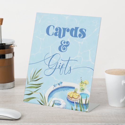 プールバースデーパーティーカードとギフト 台座サイン (インサイチュ)