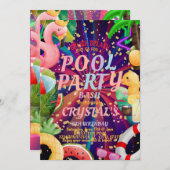 プールバースデーパーティーキッズカスタム 招待状 (正面/裏面)