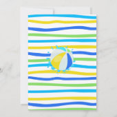 プールバースデーパーティーブルーグリーンイエロー 招待状 (裏面)