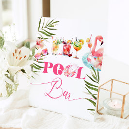 プールバーフラミンゴプールパーティーカクテル 台座サイン