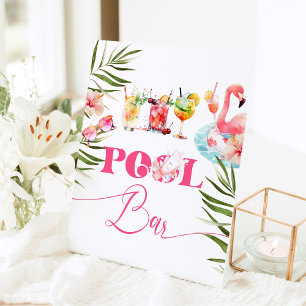 プールバーフラミンゴプールパーティーカクテル 台座サイン