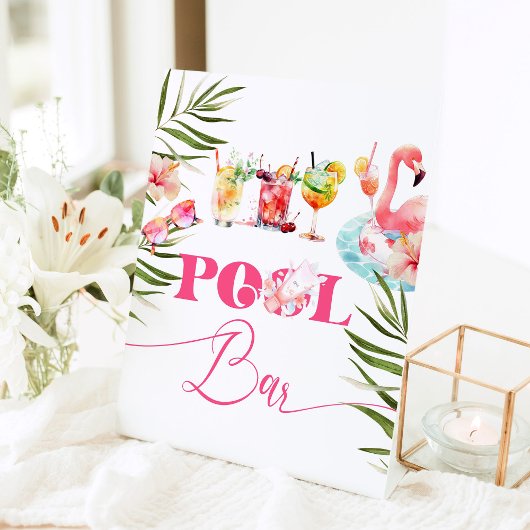 プールバーフラミンゴプールパーティーカクテル 台座サイン