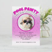 プールパウィー子犬カスタムの写真の誕生日パーティー 招待状 (スタンド正面)