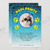 プールパウィー子犬カスタムの写真の誕生日パーティー 招待状 (正面/裏面)