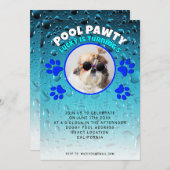 プールパウィー子犬カスタムの写真の誕生日パーティー 招待状 (正面/裏面)