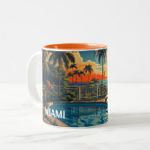 プールパティオアットサンライズオーバービューマイアミビーチ ツートーンマグカップ (正面左)