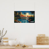 プールパティオアットサンライズオーバービューマイアミビーチ ポスター (キッチン)