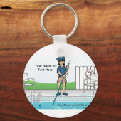 プールパーソナライズされたクリーナー – 女性マンガ キーホルダー (正面)