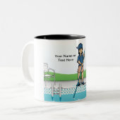 プールパーソナライズされたクリーナー – 女性マンガ ツートーンマグカップ (正面左)