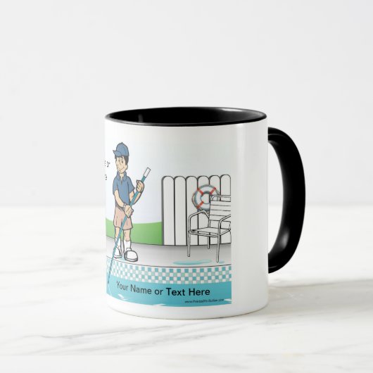 プールパーソナライズされたクリーナー – 男性マンガ マグカップ (正面右)