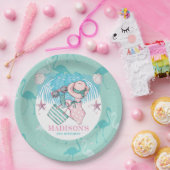 プールパーソナライズされたパーティーピンクターコイズ ペーパープレート (パーティー)