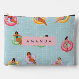 プールパーソナライズされたフロッリラックストに登場する夏の女性 アクセサリーポーチ