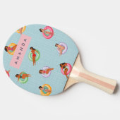 プールパーソナライズされたフロッリラックストに登場する夏の女性 卓球ラケット (横)