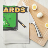 プールパーソナライズされたホール名8ボールクラウンビリヤード キッチンタオル (四つ折り)