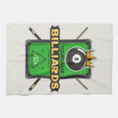 プールパーソナライズされたホール名8ボールクラウンビリヤード キッチンタオル (横)