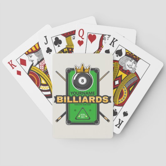 プールパーソナライズされたホール名8ボールクラウンビリヤード トランプ (裏面)