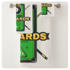 プールパーソナライズされたホール名8ボールクラウンビリヤード バスタオルセット