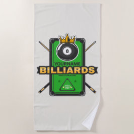 プールパーソナライズされたホール名8ボールクラウンビリヤード ビーチタオル