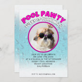 プールパーティの子犬カスタム写真誕生日パーティー 招待状 (正面/裏面)