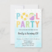 プールパーティの招待状の誕生日とイベント 招待状 (正面)