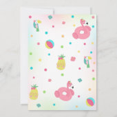 プールパーティの招待状ガールフラミンゴフロートプール 招待状 (裏面)