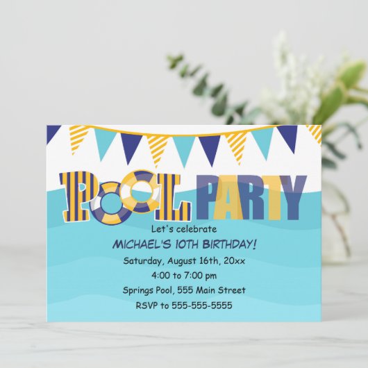 プールパーティの招待状キッズまたは大人 招待状 (スタンド正面)