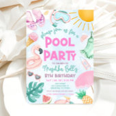 プールパーティの招待状サマーガールバースデーパーティー 招待状