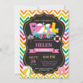 プールパーティの招待状サマースプラッシュガール 招待状 (正面)